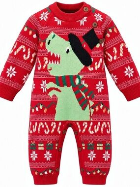 Kids Holiday Ugly Sweater Season Baby Knitted Onesie – 18 Months